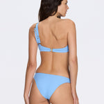 Grasse Gold Chain One-Shoulder Mid Coverage Textured Blue Bikini Set | Moeva | Bikini | Each week unveils new pieces—luxury swimwear, fluid resort silhouettes, and elevated summer-to-evening essentials designed to carry you from coastal escapes to city nights.