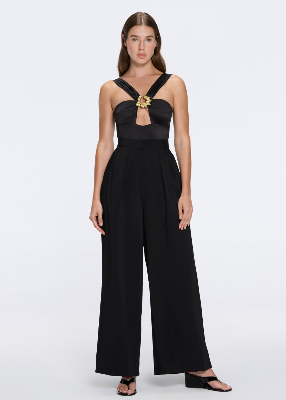 Manami Black High Waist Wide Leg Pants | Moeva | Women RTW Pants | Each week unveils new pieces—luxury swimwear, fluid resort silhouettes, and elevated summer-to-evening essentials designed to carry you from coastal escapes to city nights.