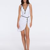 Mirazur Gold Buttoned High-Waist Mini White Skirt