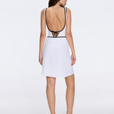 Mirazur Gold Buttoned High-Waist Mini White Skirt