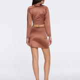 Antonia Brown Satin High-Waist Wrap Mini Skirt | Moeva | Beachwear Skirts | Each week unveils new pieces—luxury swimwear, fluid resort silhouettes, and elevated summer-to-evening essentials designed to carry you from coastal escapes to city nights.