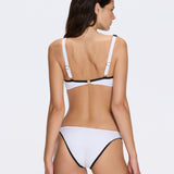 Irene White-Black Underwired Gold Buttoned Bikini Top