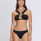 Irma Halter Neck Gold Detail Mid Coverage Satin Black Bikini Set | Moeva | Bikini | Each week unveils new pieces—luxury swimwear, fluid resort silhouettes, and elevated summer-to-evening essentials designed to carry you from coastal escapes to city nights.
