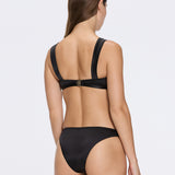 Irma Halter Neck Gold Detail Satin Black Bikini Top