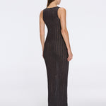 Antibes Black Metallic Knit Deep V-Neck Maxi Dress with Gold Detail | Moeva | Dress | Each week unveils new pieces—luxury swimwear, fluid resort silhouettes, and elevated summer-to-evening essentials designed to carry you from coastal escapes to city nights.