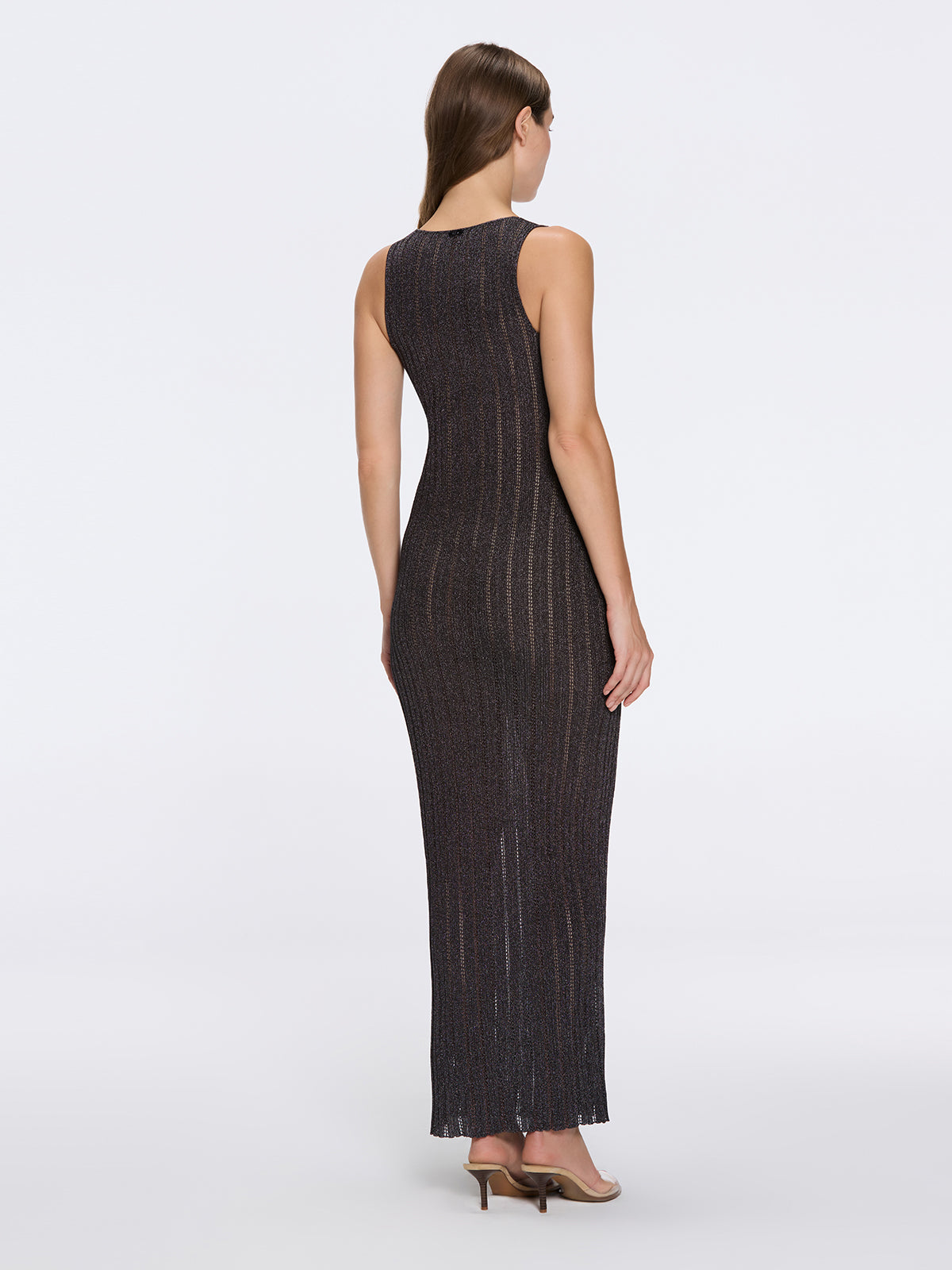 Antibes Black Metallic Knit Deep V-Neck Maxi Dress with Gold Detail | Moeva | Dress | Each week unveils new pieces—luxury swimwear, fluid resort silhouettes, and elevated summer-to-evening essentials designed to carry you from coastal escapes to city nights.