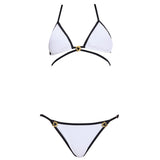 Cobie White Triangle Gold Detail Bikini Top