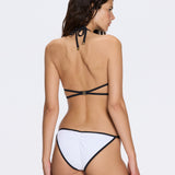 Cobie White Mid Coverage Gold Detail Bikini Bottom