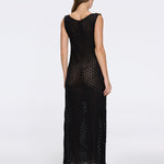 Angles Black High-Neck Maxi Dress with Tie-Side and Gold Detail | Moeva | Beachwear Dresses | Each week unveils new pieces—luxury swimwear, fluid resort silhouettes, and elevated summer-to-evening essentials designed to carry you from coastal escapes to city nights.