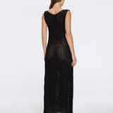 Angles Black High-Neck Maxi Dress with Tie-Side and Gold Detail | Moeva | Beachwear Dresses | Each week unveils new pieces—luxury swimwear, fluid resort silhouettes, and elevated summer-to-evening essentials designed to carry you from coastal escapes to city nights.