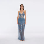 Mercantour Metallic Knit High-Waist Maxi Blue Skirt | Moeva | Skirt | Each week unveils new pieces—luxury swimwear, fluid resort silhouettes, and elevated summer-to-evening essentials designed to carry you from coastal escapes to city nights.