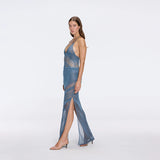 Mercantour Metallic Knit High-Waist Maxi Blue Skirt | Moeva | Skirt | Each week unveils new pieces—luxury swimwear, fluid resort silhouettes, and elevated summer-to-evening essentials designed to carry you from coastal escapes to city nights.