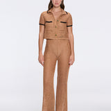 Ramatuelle Knitted Shirt-Style Gold Buttoned Nude-Black Crop Top | Moeva | Crop Top | Each week unveils new pieces—luxury swimwear, fluid resort silhouettes, and elevated summer-to-evening essentials designed to carry you from coastal escapes to city nights.