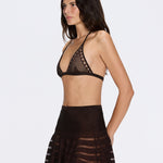 Eze Metallic Knit High-Waist Mini Brown Skirt | Moeva | Skirt | Each week unveils new pieces—luxury swimwear, fluid resort silhouettes, and elevated summer-to-evening essentials designed to carry you from coastal escapes to city nights.