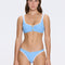 Irene Baby Blue-White Underwired Gold Buttoned Bikini Top | Moeva | Bikini Top | Each week unveils new pieces—luxury swimwear, fluid resort silhouettes, and elevated summer-to-evening essentials designed to carry you from coastal escapes to city nights.