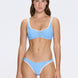 Irene Baby Blue-White Underwired Gold Buttoned Bikini Top | Moeva | Bikini Top | Each week unveils new pieces—luxury swimwear, fluid resort silhouettes, and elevated summer-to-evening essentials designed to carry you from coastal escapes to city nights.