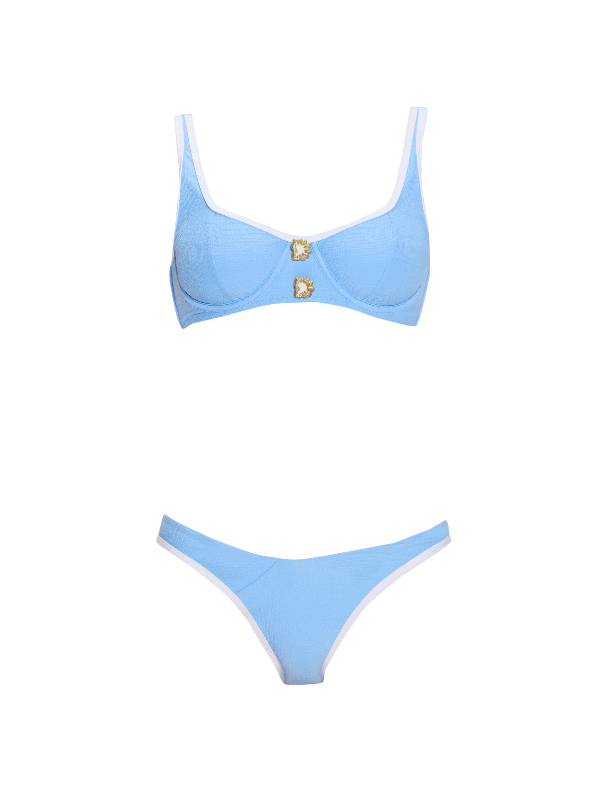 Irene Baby Blue-White Mid Coverage Bikini Bottom | Moeva | Bikini Bottom | Each week unveils new pieces—luxury swimwear, fluid resort silhouettes, and elevated summer-to-evening essentials designed to carry you from coastal escapes to city nights.