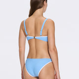 Irene Baby Blue-White Underwired Gold Buttoned Bikini Top