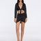 Greta Black Satin Long Sleeve Tie Front Shirt | Moeva | Beachwear Tops | Each week unveils new pieces—luxury swimwear, fluid resort silhouettes, and elevated summer-to-evening essentials designed to carry you from coastal escapes to city nights.