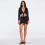 Greta Black Satin Tie Front Shirt And Antonia Skirt Set | Moeva | Set | Each week unveils new pieces—luxury swimwear, fluid resort silhouettes, and elevated summer-to-evening essentials designed to carry you from coastal escapes to city nights.