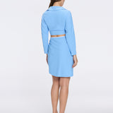 Mirazur Gold Buttoned High-Waist Mini Blue Skirt
