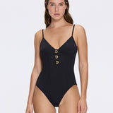 Grimaud Underwired Gold Button Detail Black Swimsuit