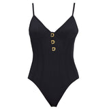 Grimaud Underwired Gold Button Detail Black Swimsuit