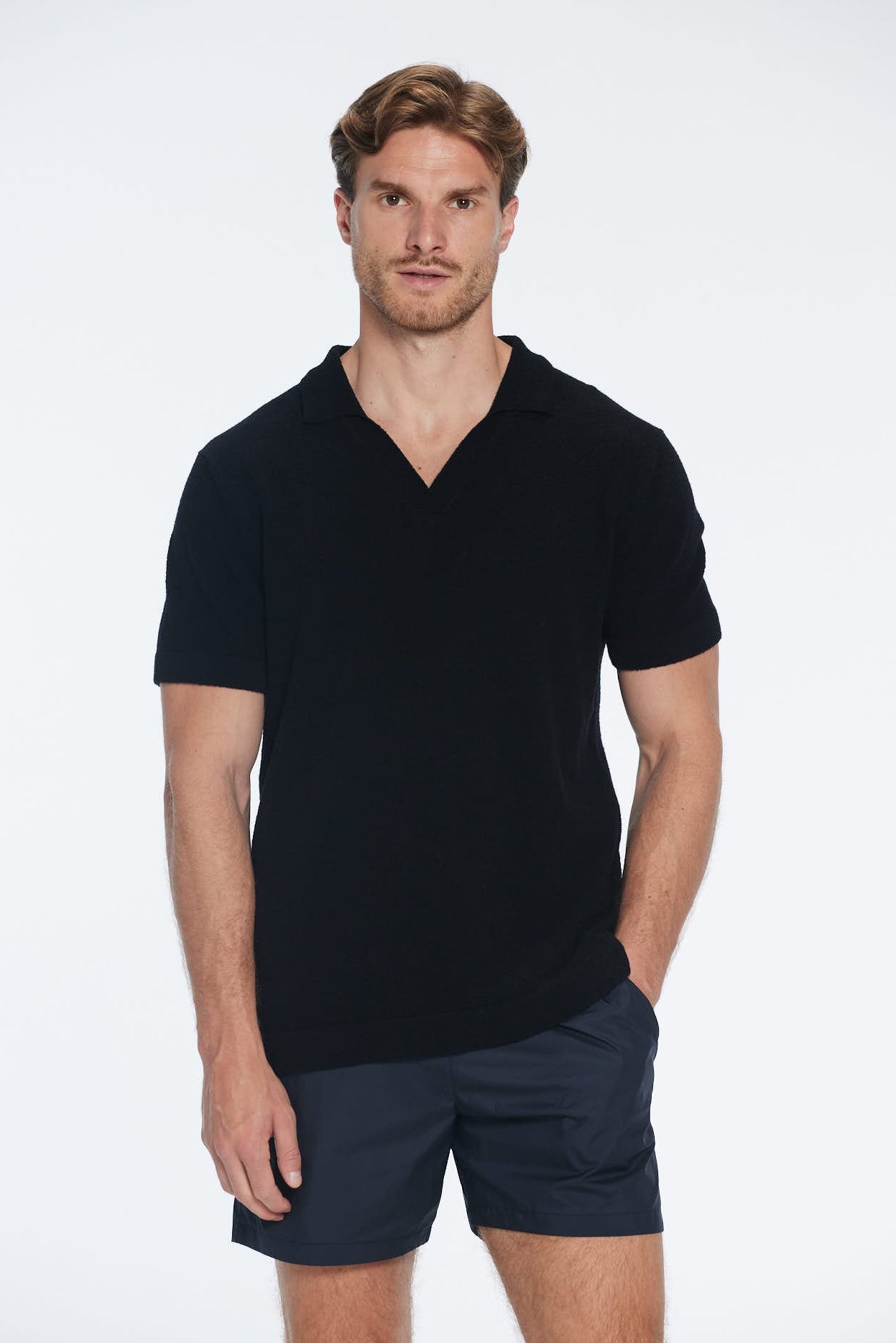 Atticus Black V-Neck Polo T-Shirt | Moeva | T-Shirt | Each week unveils new pieces—luxury swimwear, fluid resort silhouettes, and elevated summer-to-evening essentials designed to carry you from coastal escapes to city nights.