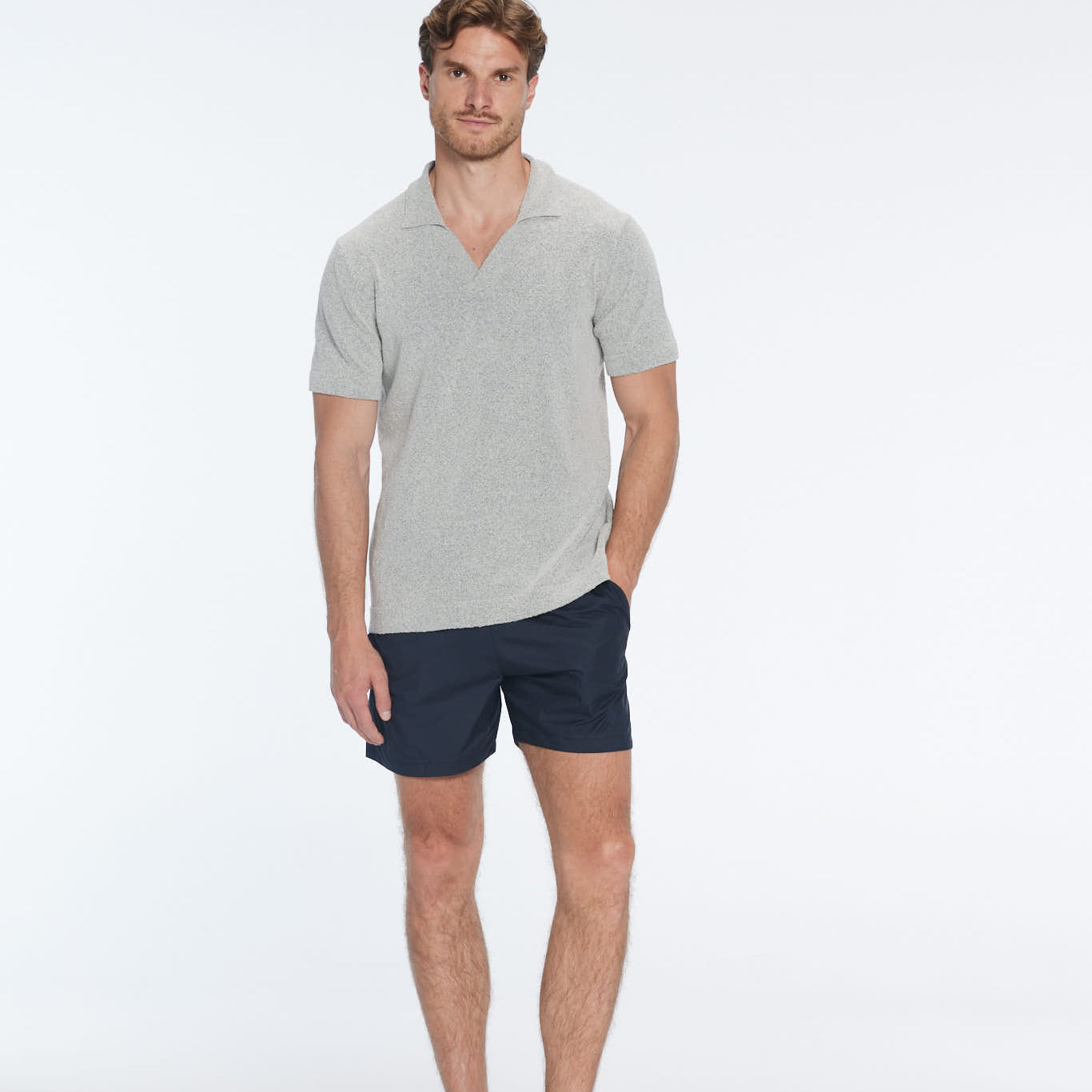 Atticus Grey V-Neck Polo T-Shirt | Moeva | T-Shirt | Each week unveils new pieces—luxury swimwear, fluid resort silhouettes, and elevated summer-to-evening essentials designed to carry you from coastal escapes to city nights.