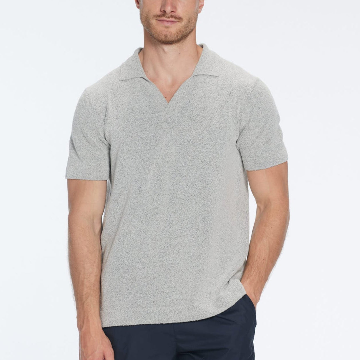 Atticus Grey V-Neck Polo T-Shirt | Moeva | T-Shirt | Each week unveils new pieces—luxury swimwear, fluid resort silhouettes, and elevated summer-to-evening essentials designed to carry you from coastal escapes to city nights.