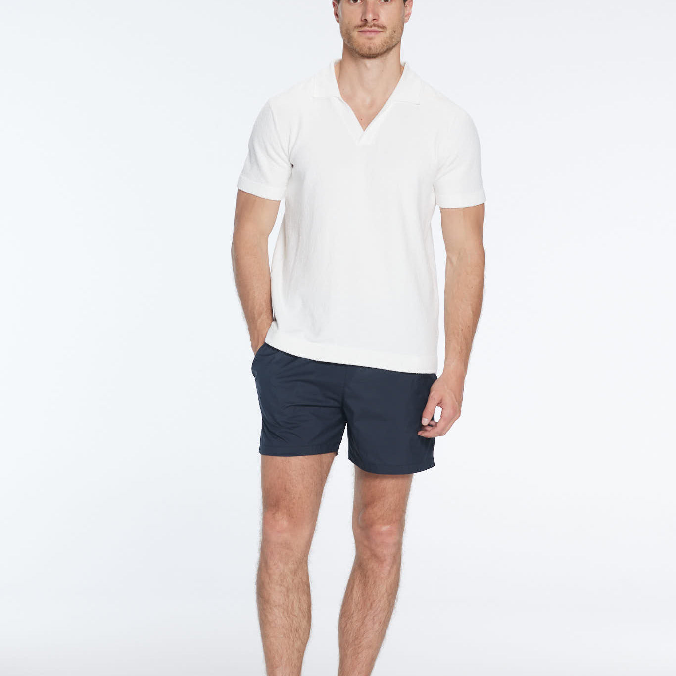 Atticus White V-Neck Polo T-Shirt | Moeva | T-Shirt | Each week unveils new pieces—luxury swimwear, fluid resort silhouettes, and elevated summer-to-evening essentials designed to carry you from coastal escapes to city nights.