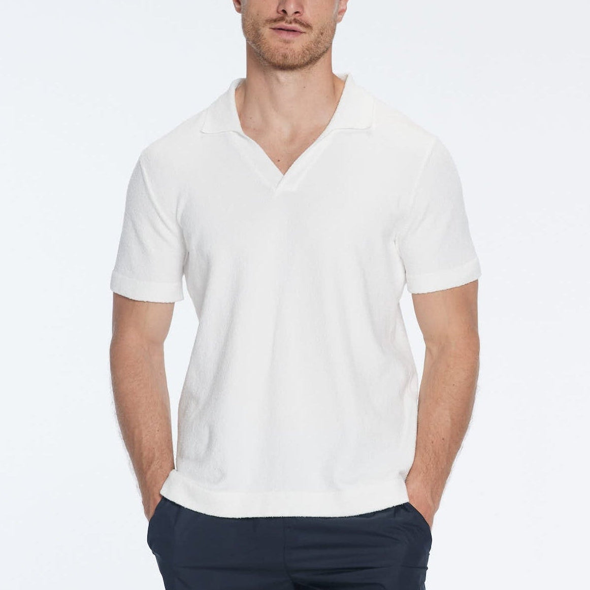 Atticus White V-Neck Polo T-Shirt | Moeva | T-Shirt | Each week unveils new pieces—luxury swimwear, fluid resort silhouettes, and elevated summer-to-evening essentials designed to carry you from coastal escapes to city nights.