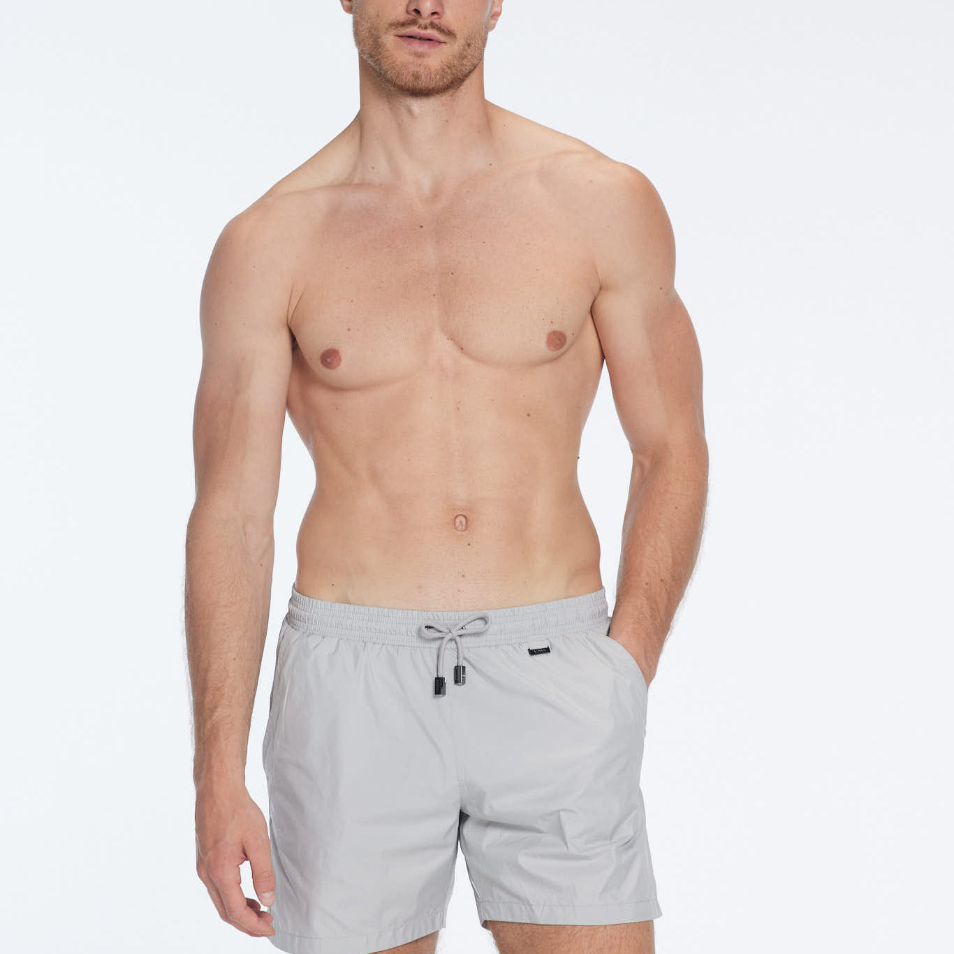 Louis Light Grey Quick-Dry Swim Shorts | Moeva | Shorts | Each week unveils new pieces—luxury swimwear, fluid resort silhouettes, and elevated summer-to-evening essentials designed to carry you from coastal escapes to city nights.