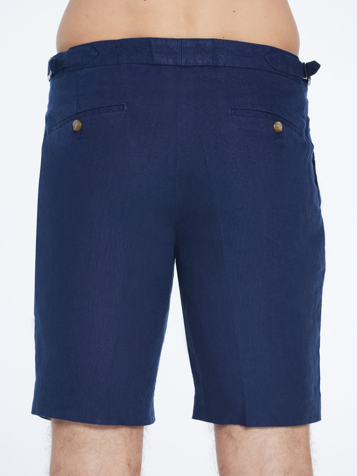 Marco Linen Dark Blue Shorts | Moeva | Shorts | Each week unveils new pieces—luxury swimwear, fluid resort silhouettes, and elevated summer-to-evening essentials designed to carry you from coastal escapes to city nights.