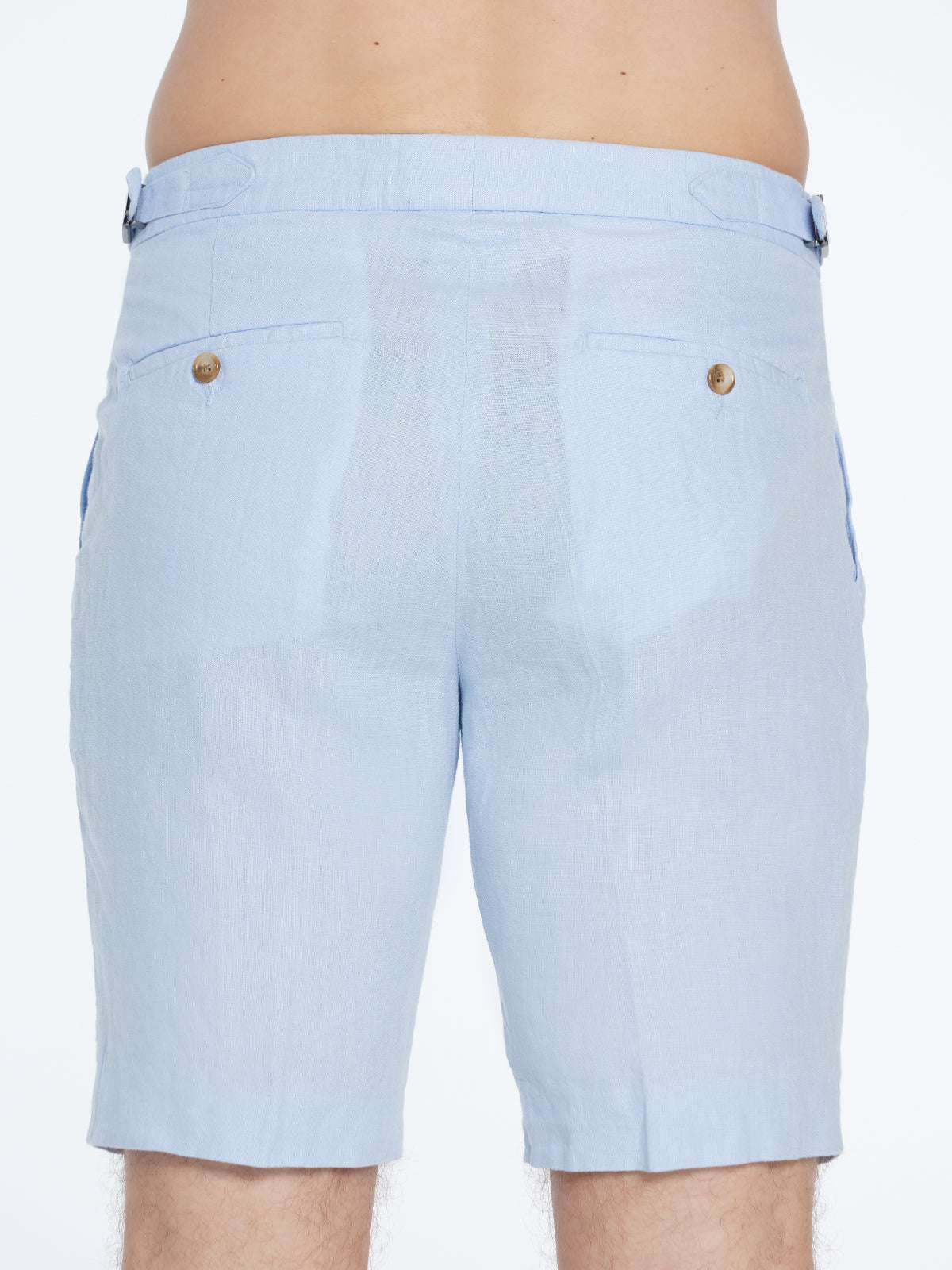 Marco Linen Light Blue Shorts | Moeva | Shorts | Each week unveils new pieces—luxury swimwear, fluid resort silhouettes, and elevated summer-to-evening essentials designed to carry you from coastal escapes to city nights.