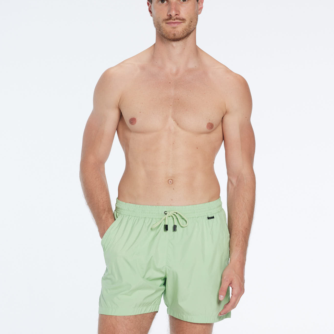 Louis Mint Green Quick-Dry Swim Shorts | Moeva | Shorts | Each week unveils new pieces—luxury swimwear, fluid resort silhouettes, and elevated summer-to-evening essentials designed to carry you from coastal escapes to city nights.