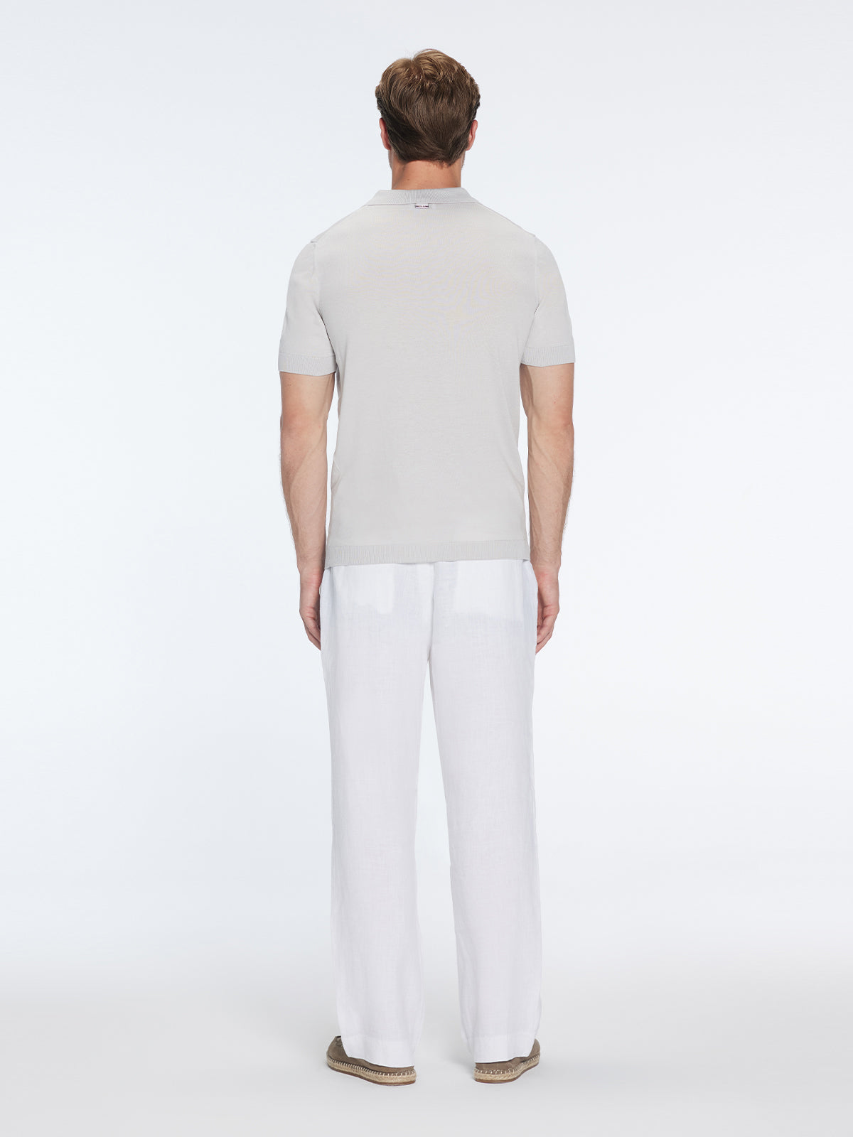 Mark Grey Cotton V-Neck Polo T-Shirt | Moeva | T-Shirt | Each week unveils new pieces—luxury swimwear, fluid resort silhouettes, and elevated summer-to-evening essentials designed to carry you from coastal escapes to city nights.