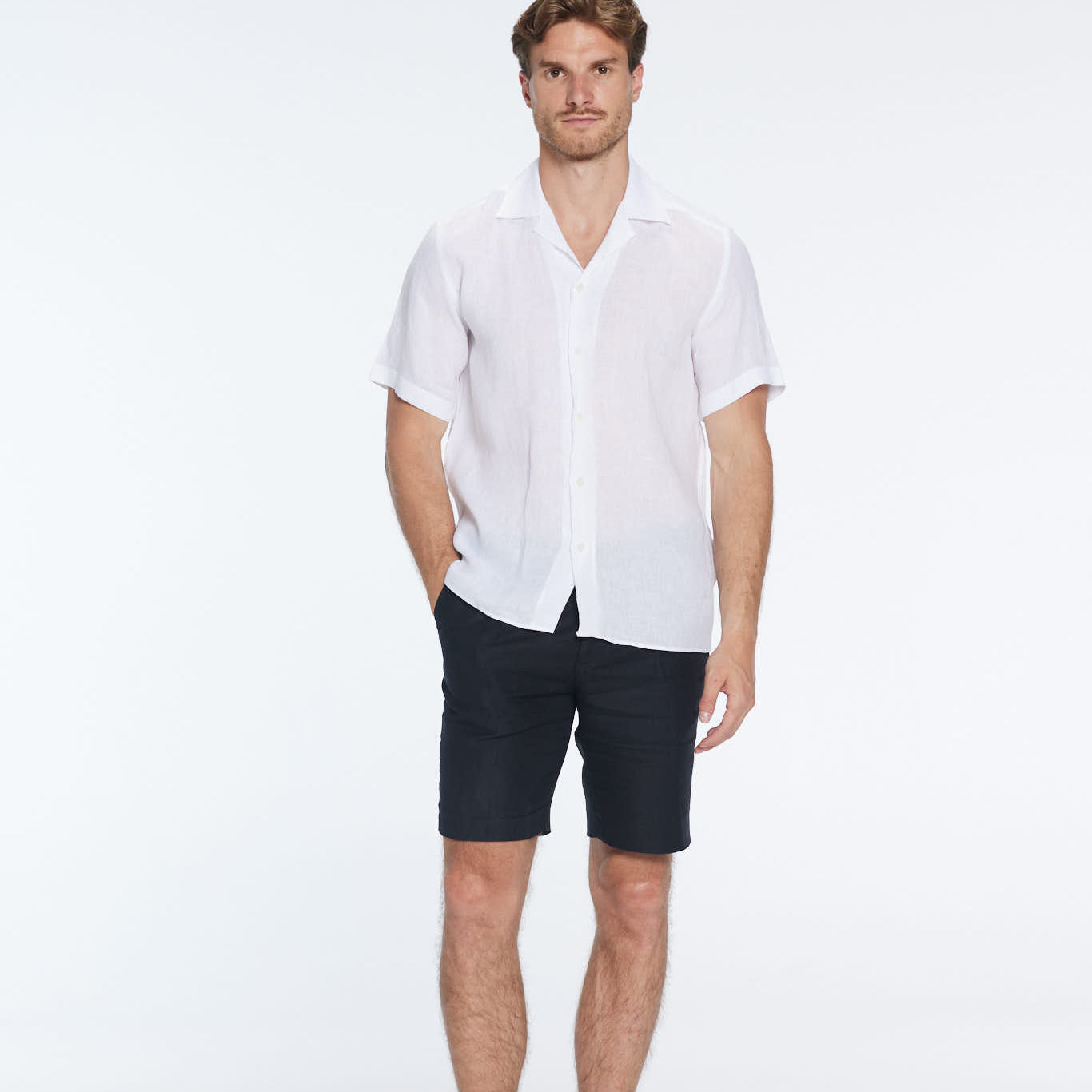 Romeo White Linen Shirt with Camp Collar | Moeva | Shirt | Each week unveils new pieces—luxury swimwear, fluid resort silhouettes, and elevated summer-to-evening essentials designed to carry you from coastal escapes to city nights.