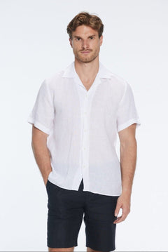 Romeo White Linen Shirt with Camp Collar | Moeva | Men Classic Collar Shirts | Each week unveils new pieces—luxury swimwear, fluid resort silhouettes, and elevated summer-to-evening essentials designed to carry you from coastal escapes to city nights.
