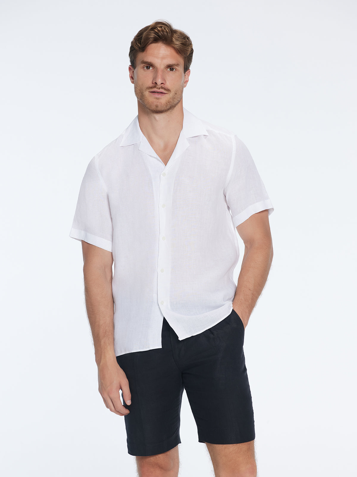 Romeo White Linen Shirt with Camp Collar | Moeva | Shirt | Each week unveils new pieces—luxury swimwear, fluid resort silhouettes, and elevated summer-to-evening essentials designed to carry you from coastal escapes to city nights.