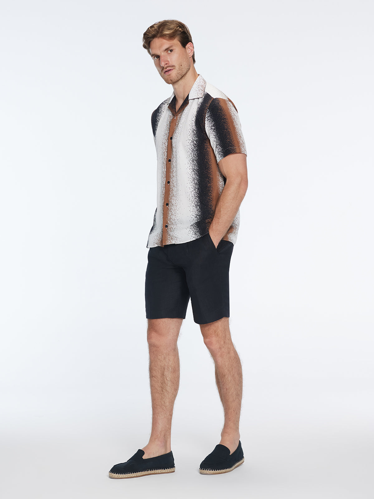 Caspian Black Degraded Tencel Camp-Collar Shirt | Moeva | Shirt | Each week unveils new pieces—luxury swimwear, fluid resort silhouettes, and elevated summer-to-evening essentials designed to carry you from coastal escapes to city nights.