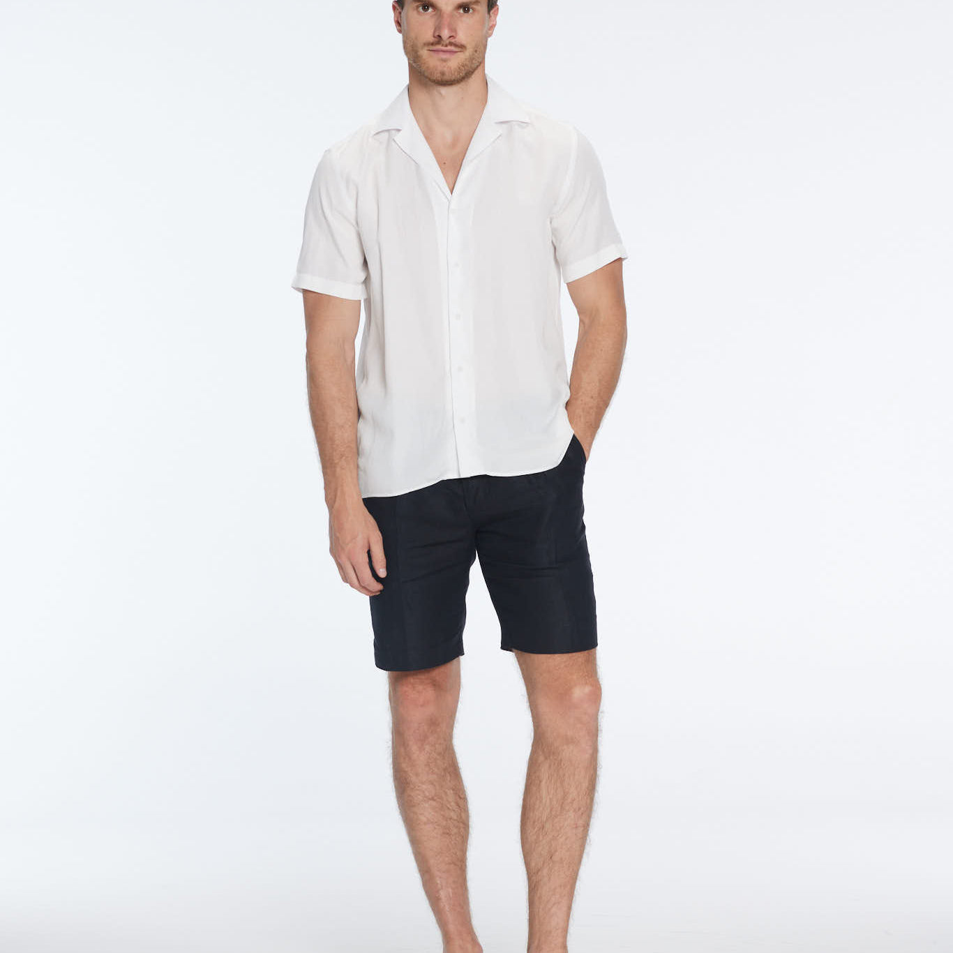 Caspian White Tencel Camp-Collar Shirt | Moeva | Shirt | Each week unveils new pieces—luxury swimwear, fluid resort silhouettes, and elevated summer-to-evening essentials designed to carry you from coastal escapes to city nights.