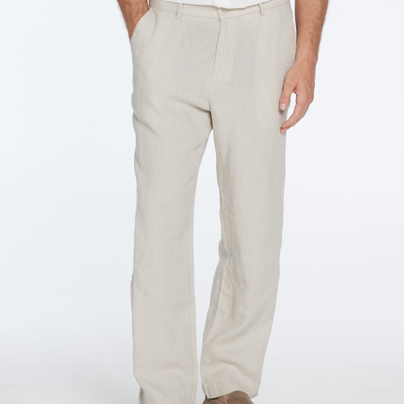 Adrian Beige Linen Straight-Leg Pants | Moeva | Pants | Each week unveils new pieces—luxury swimwear, fluid resort silhouettes, and elevated summer-to-evening essentials designed to carry you from coastal escapes to city nights.