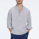 Matteo Grey Linen Half-Placket Band Collar Shirt | Moeva | Men Mandarin Collar Shirts | Each week unveils new pieces—luxury swimwear, fluid resort silhouettes, and elevated summer-to-evening essentials designed to carry you from coastal escapes to city nights.