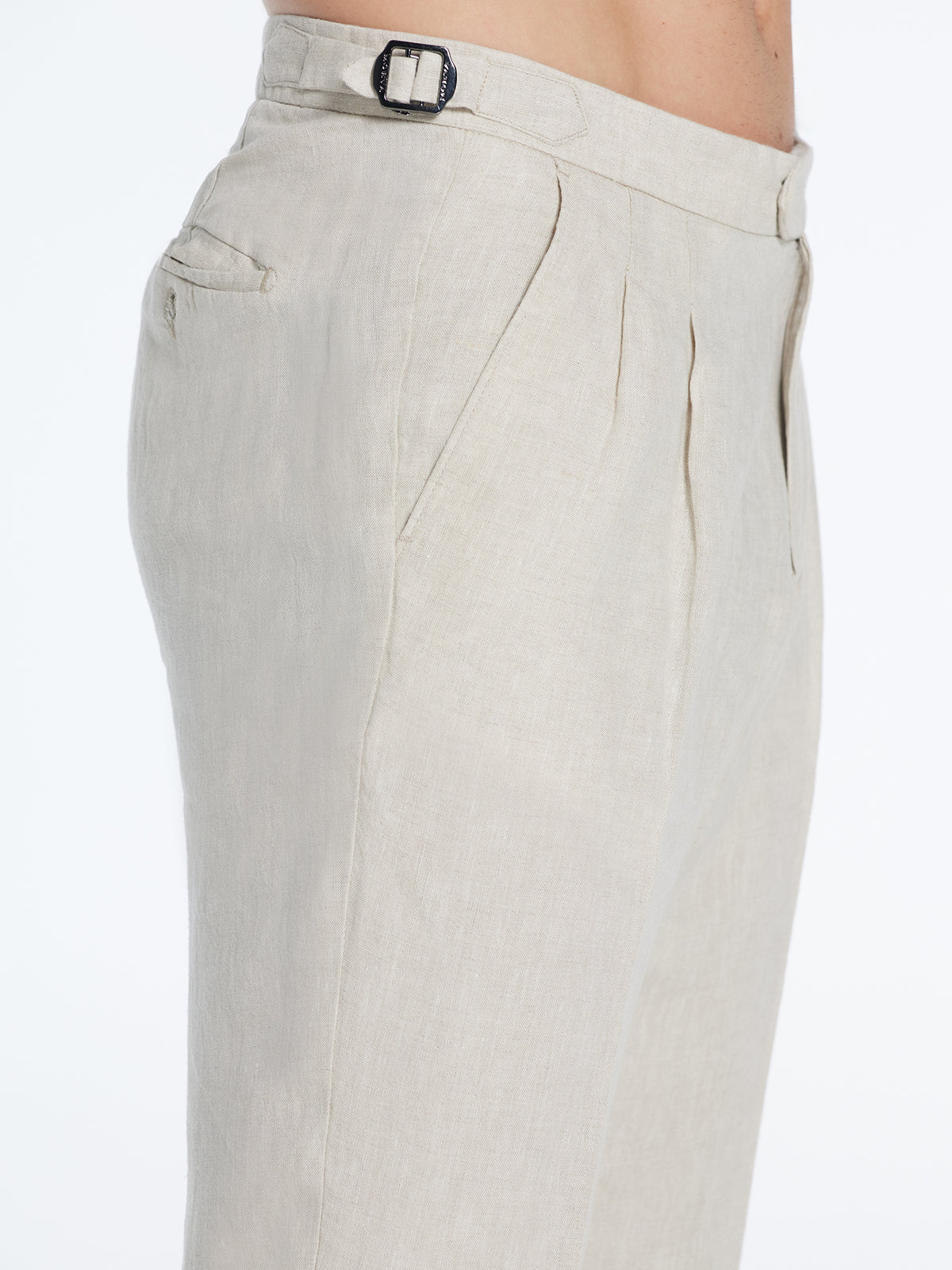 Enzo Beige Linen Straight-Leg Pants | Moeva | Pants | Each week unveils new pieces—luxury swimwear, fluid resort silhouettes, and elevated summer-to-evening essentials designed to carry you from coastal escapes to city nights.