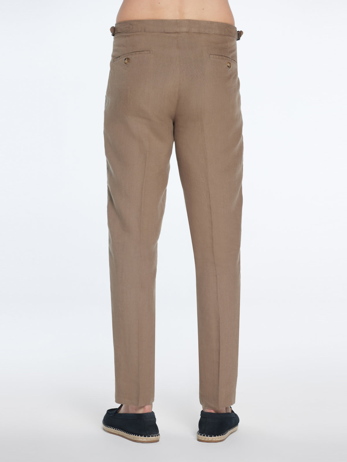 Enzo Taupe Linen Straight-Leg Pants | Moeva | Pants | Each week unveils new pieces—luxury swimwear, fluid resort silhouettes, and elevated summer-to-evening essentials designed to carry you from coastal escapes to city nights.