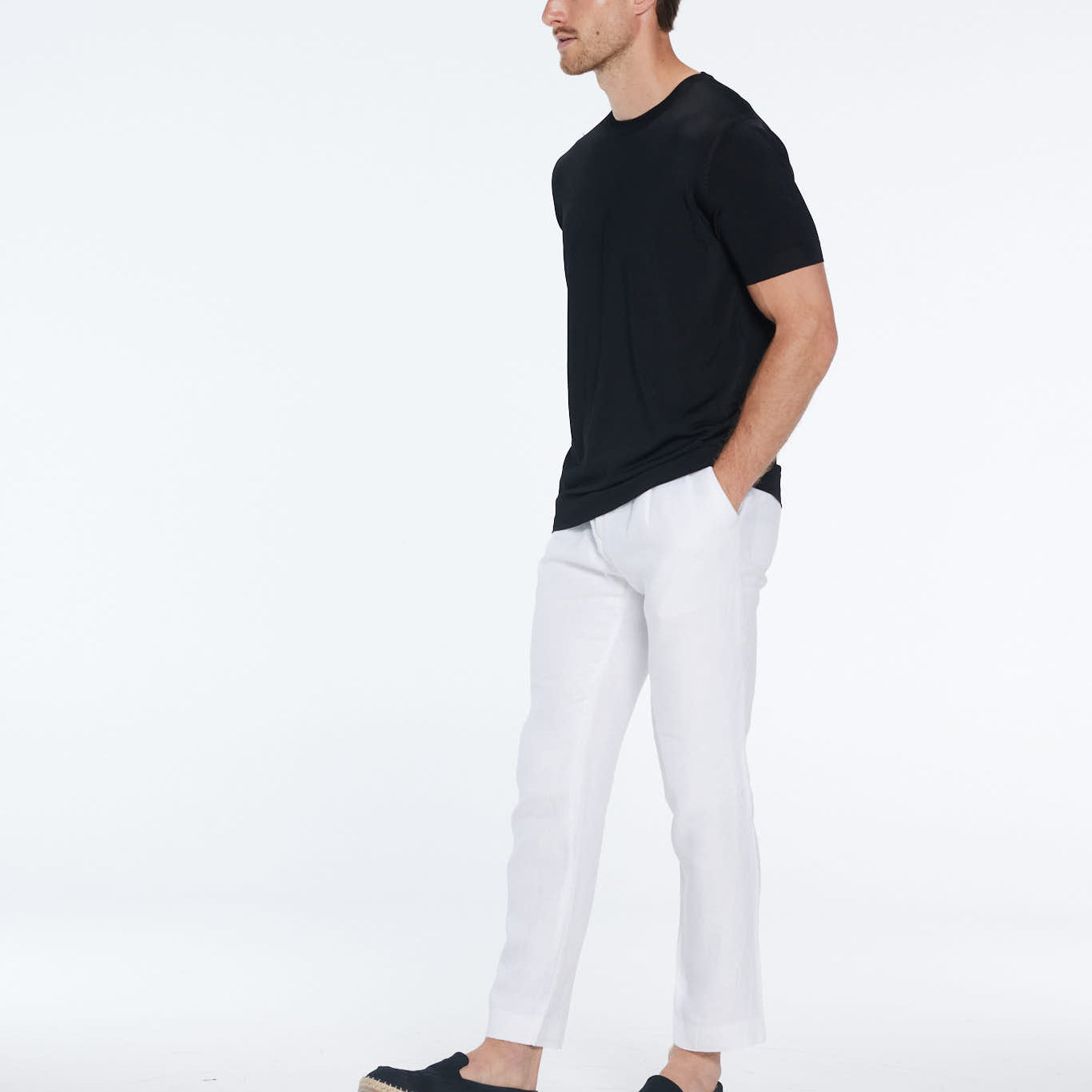 Enzo White Linen Straight-Leg Pants | Moeva | Pants | Each week unveils new pieces—luxury swimwear, fluid resort silhouettes, and elevated summer-to-evening essentials designed to carry you from coastal escapes to city nights.