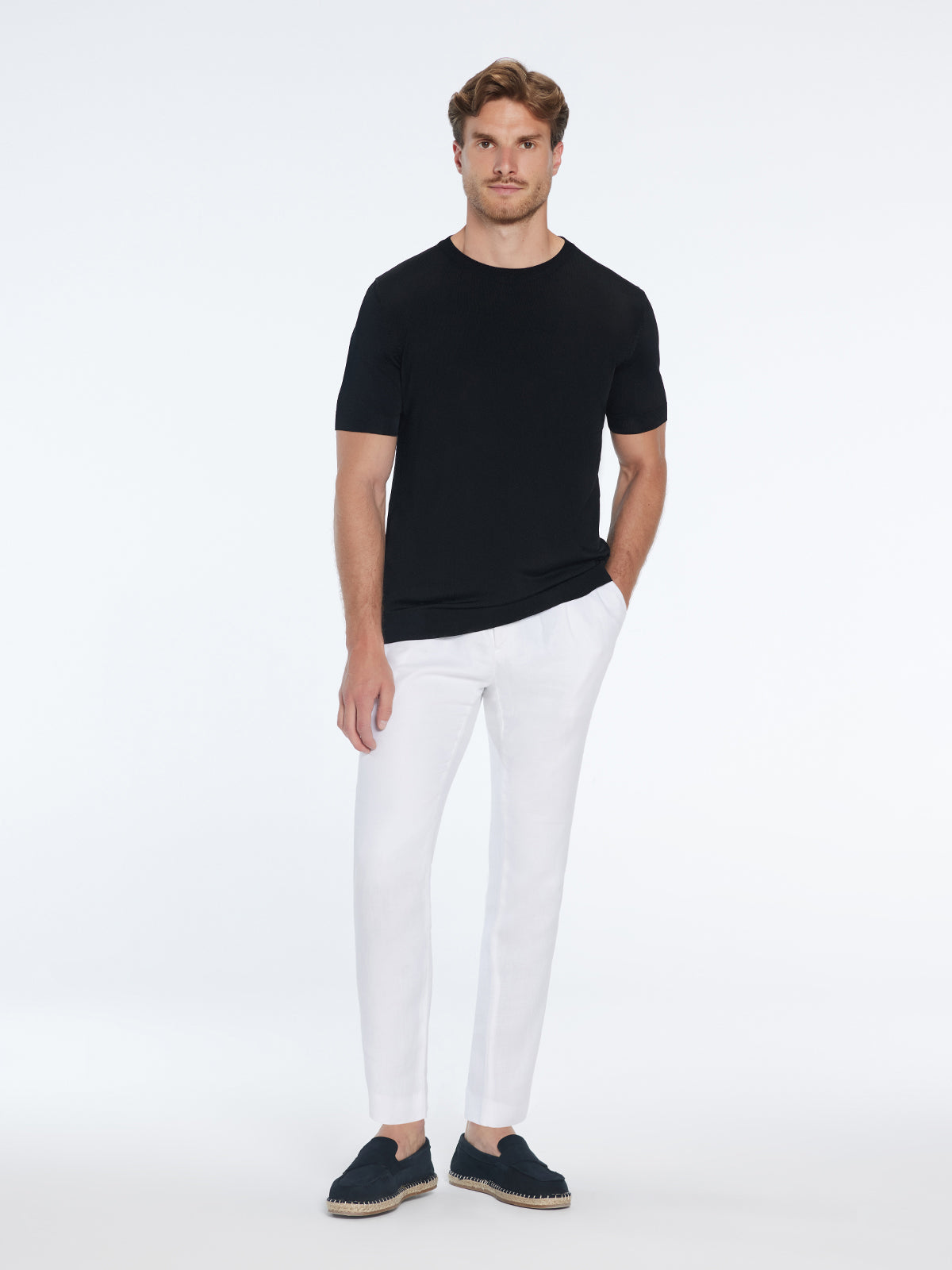 Enzo White Linen Straight-Leg Pants | Moeva | Pants | Each week unveils new pieces—luxury swimwear, fluid resort silhouettes, and elevated summer-to-evening essentials designed to carry you from coastal escapes to city nights.