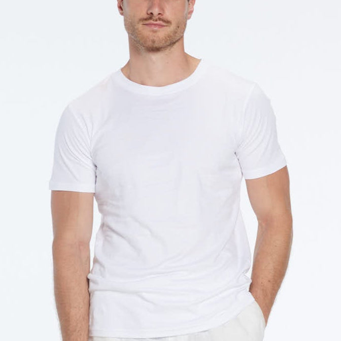 Atlas White Cotton Round Neck T-Shirt | Moeva | T-Shirt | Each week unveils new pieces—luxury swimwear, fluid resort silhouettes, and elevated summer-to-evening essentials designed to carry you from coastal escapes to city nights.