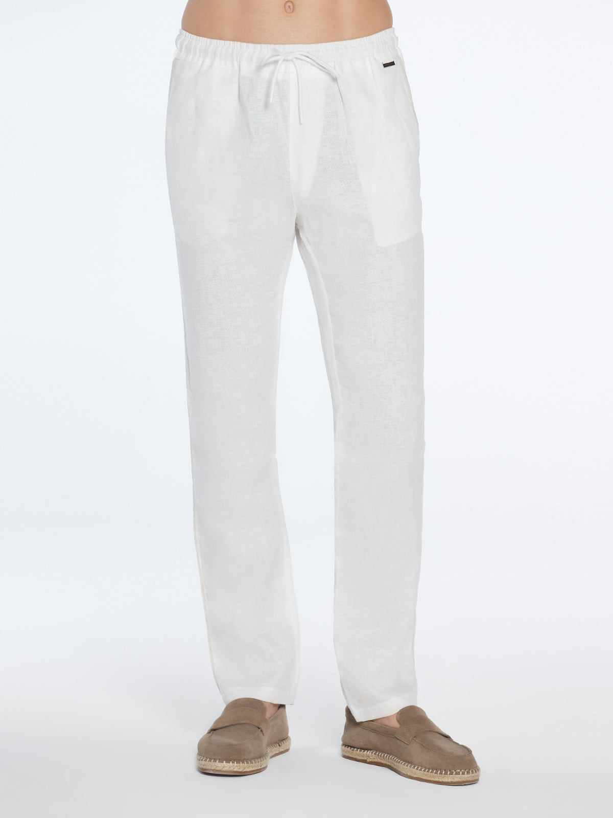 Joseph White Linen Straight-Leg Pants | Moeva | Pants | Each week unveils new pieces—luxury swimwear, fluid resort silhouettes, and elevated summer-to-evening essentials designed to carry you from coastal escapes to city nights.